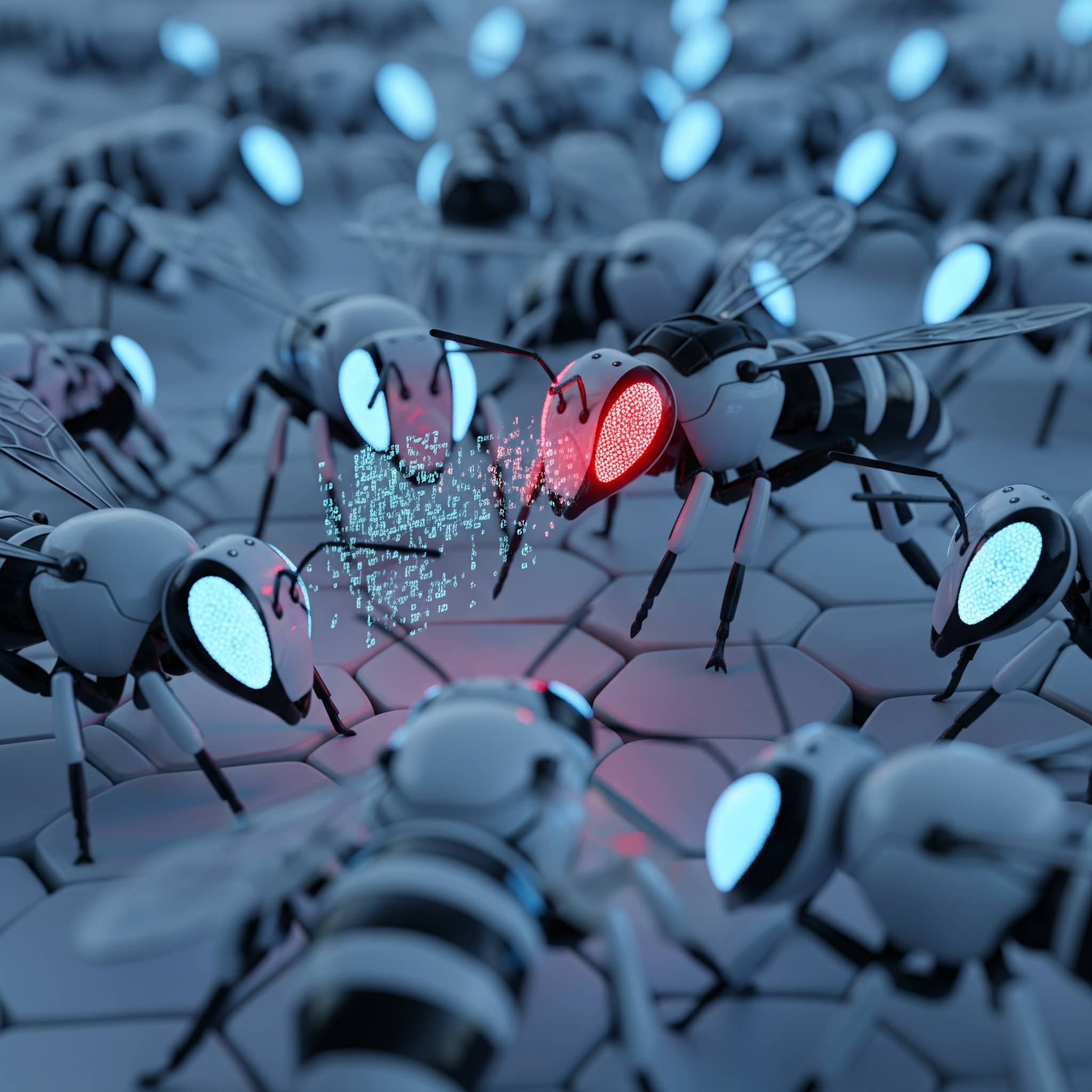 Someone changing the pieces of a robotic bee to make it his