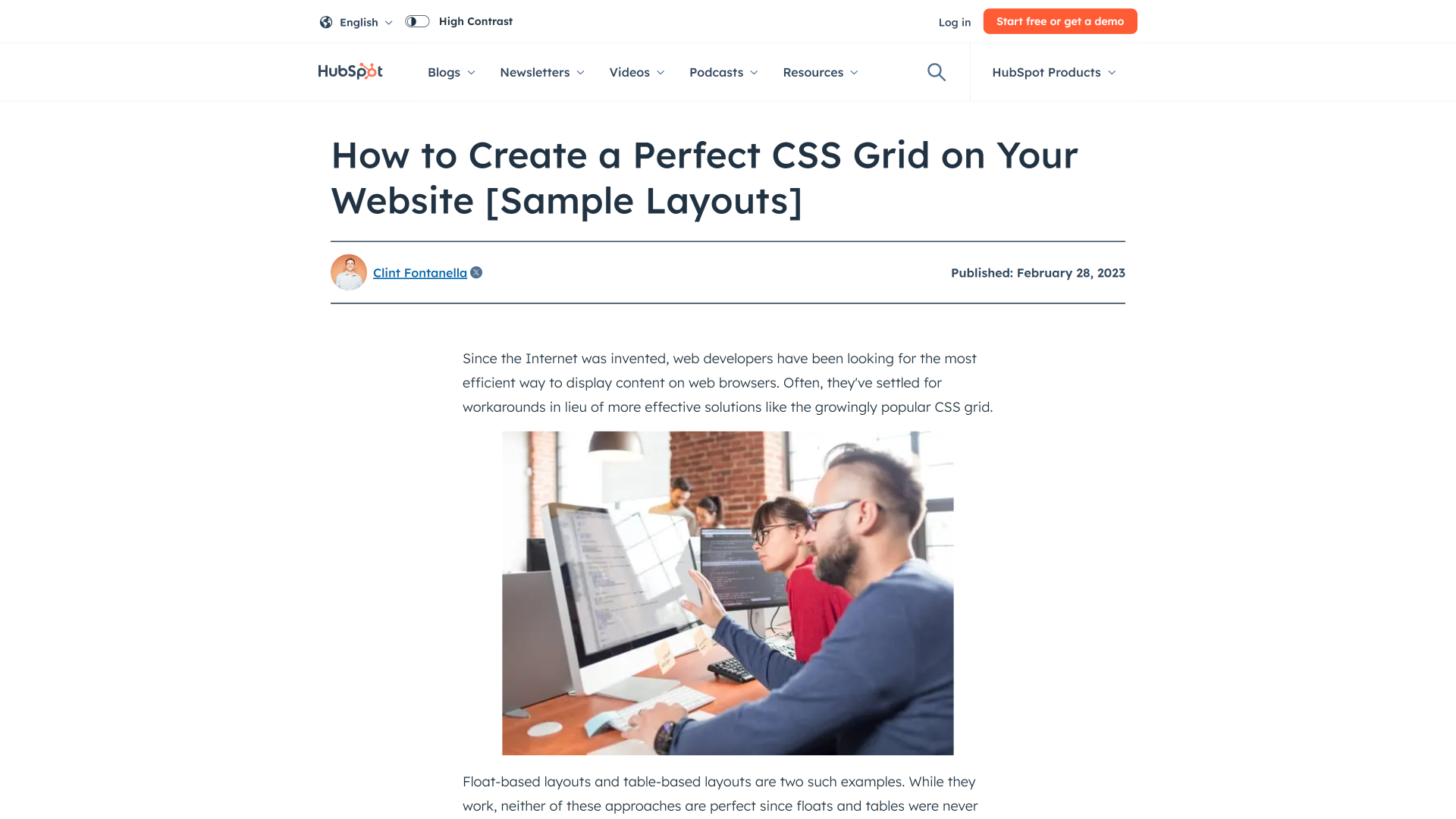 Image du site HubSpot CSS Grid